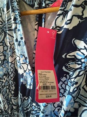 Lilly Pulitzer Navy Wrap Dress with Light Blue & White Floral Print